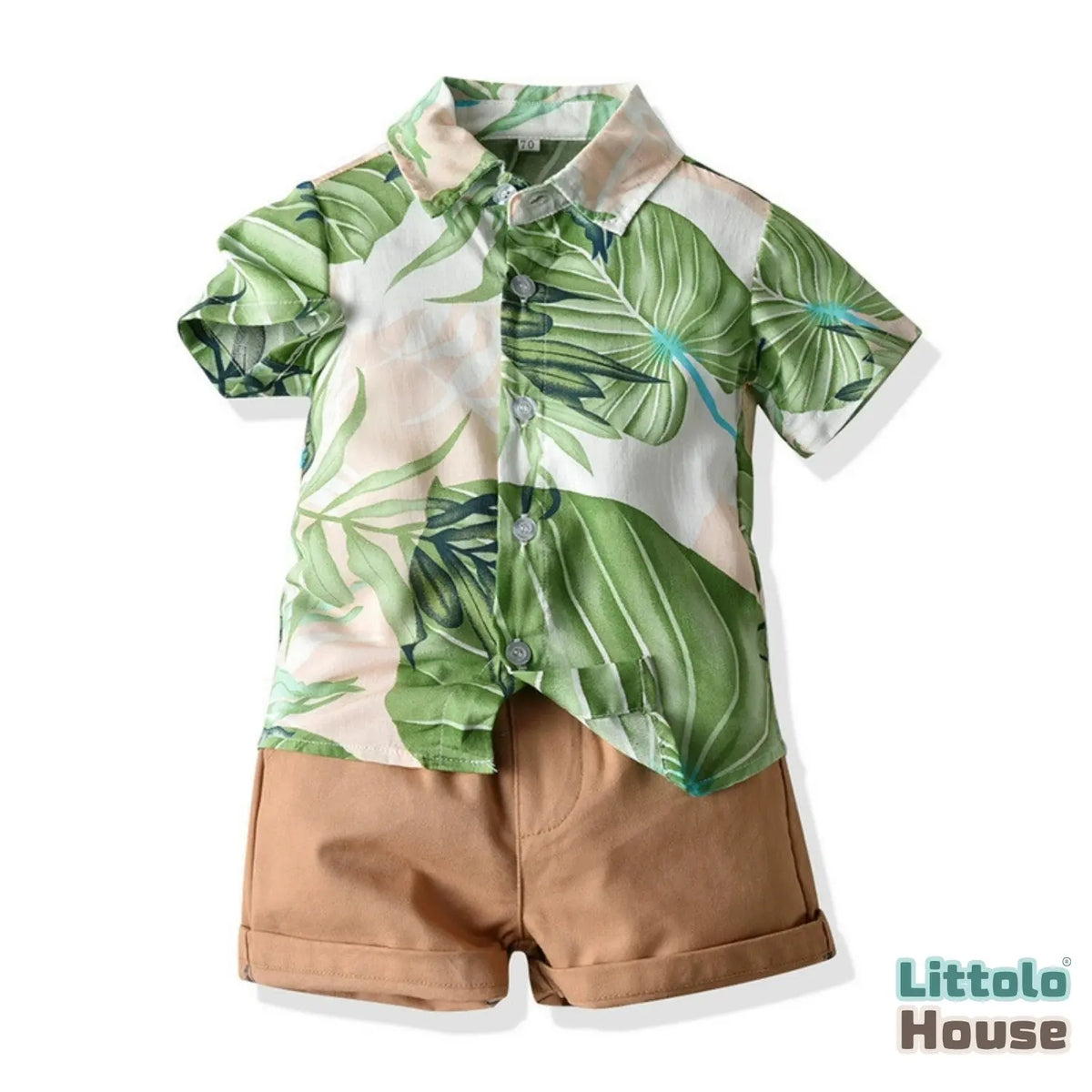 Baby Boy Tropical Shirt with Shorts O260 | 1Y | Leaf Green
