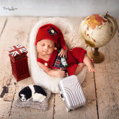 Baby Strapped Romper with Sleep Hat & Pillow O133 | 2M | Red