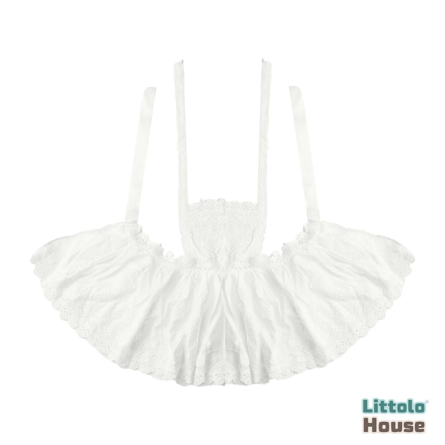 Baby Girl Lace Neck Knot Back Open Dress O140 | 1Y | Off White