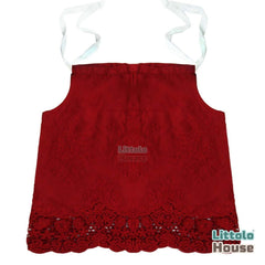 Baby Girl Lace Embroidered Tie Knot Shoulder Sleeveless Top O141 | 6M | Burgundy