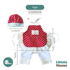 Baby Girl Girl Chef Apron Pant, Bib & Hat O143 | Red White