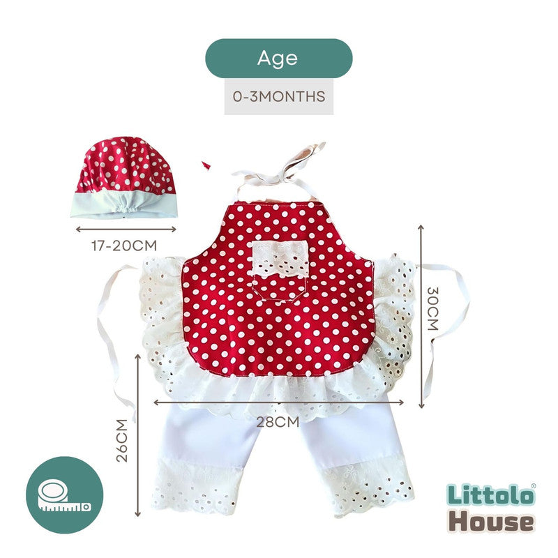 Baby Girl Girl Chef Apron Pant, Bib & Hat O143 | Red White