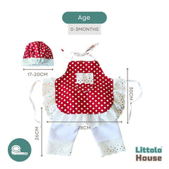 Baby Girl Girl Chef Apron Pant, Bib & Hat O143 | Red White