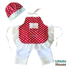 Baby Girl Girl Chef Apron Pant, Bib & Hat O143 | Red White