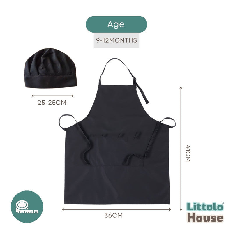 Baby Apron with Cap Outfit O144 | Black