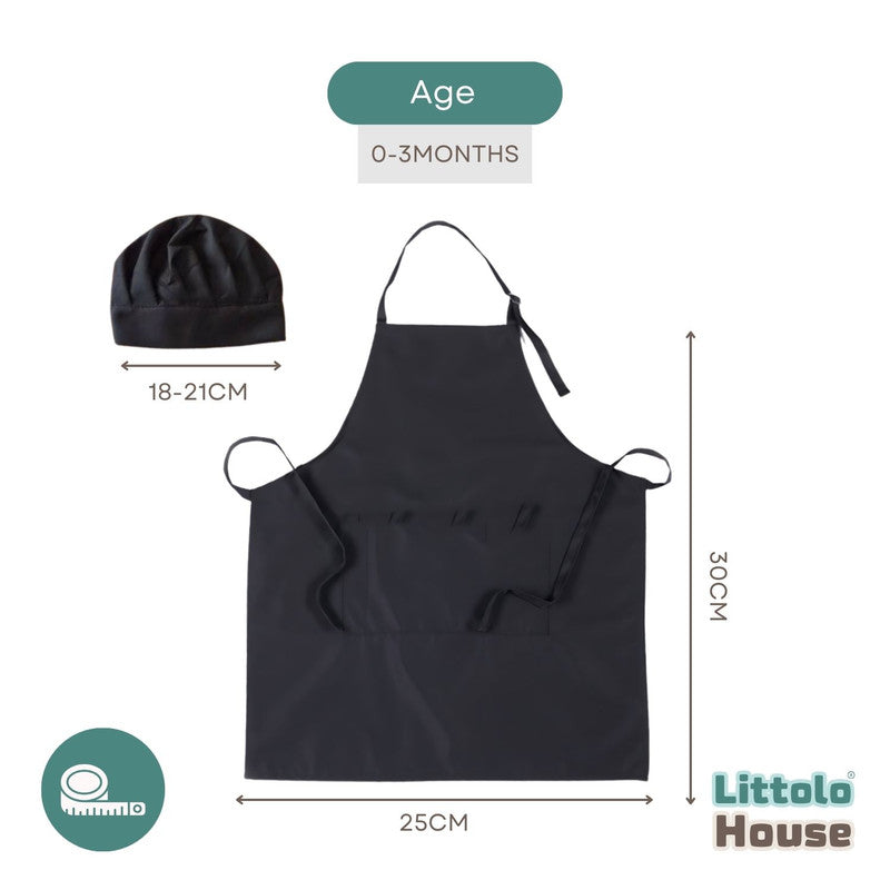 Baby Apron with Cap Outfit O144 | Black