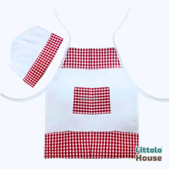 Baby Apron with Cap Outfit Chex pattern O145 | Red White