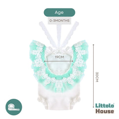 Baby Girl Lace Net Romper with Headband O156 | NB | Sage Green