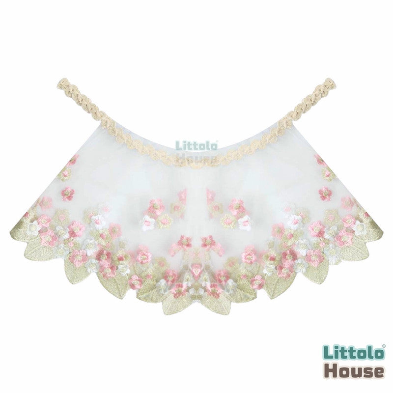 Baby Girl Lace Embroidered Tie Knot Shoulder Sleeveless Top O157 | 3M | Off White