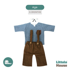 Baby Tshirt and Suspender Pant Costume O163 | 3M | Coffee Grey