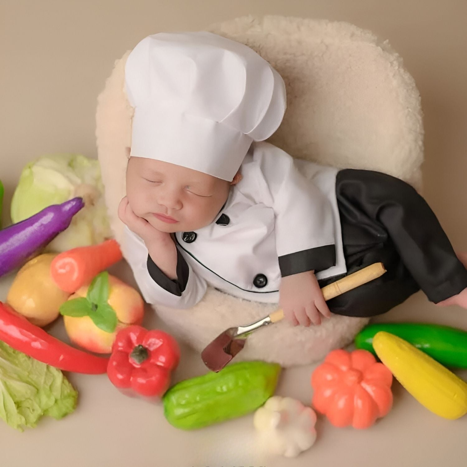 Baby Chef Baker Professional Cook Costume Shirt, Pant & Hat O169 | 3M | Black White