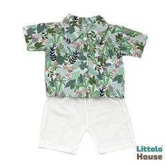 Baby Boy Summer Floral Printed Holiday Beach Outfit Short Sleeve Shirt & Shorts O176 | 3M | Multicolour