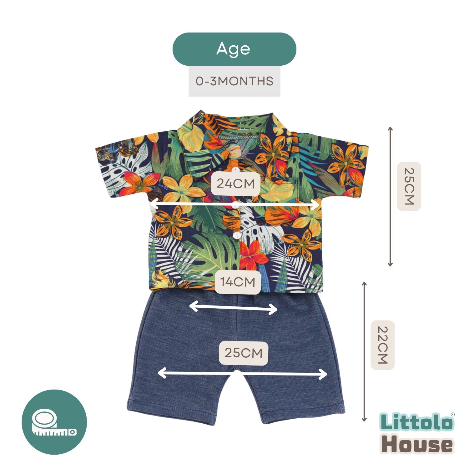 Baby Boy Summer Floral Printed Holiday Beach Outfit Short Sleeve Shirt & Short O177 | 3M | Multicolour