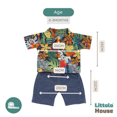 Baby Boy Summer Floral Printed Holiday Beach Outfit Short Sleeve Shirt & Short O177 | 3M | Multicolour