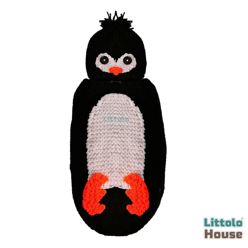 Baby Wool Knit Crochet Penguin Sleeping Bag with Hat O178 | NB | Black White