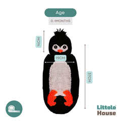 Baby Wool Knit Crochet Penguin Sleeping Bag with Hat O178 | NB | Black White