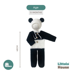 Baby Panda Romper with Bonnet O180 | NB | Black White