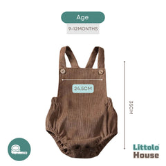 Baby Stylish Infant Toddler Corduroy Romper Jumpsuit O182 | 1Y | Brown