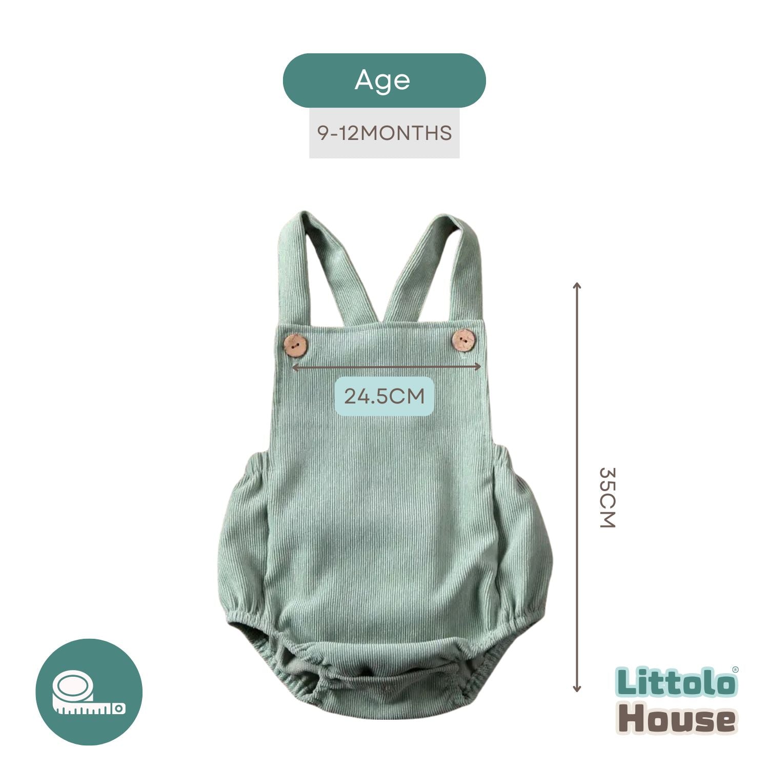 Baby Stylish Infant Toddler Corduroy Romper Jumpsuit O182 | 1Y | Sea Green