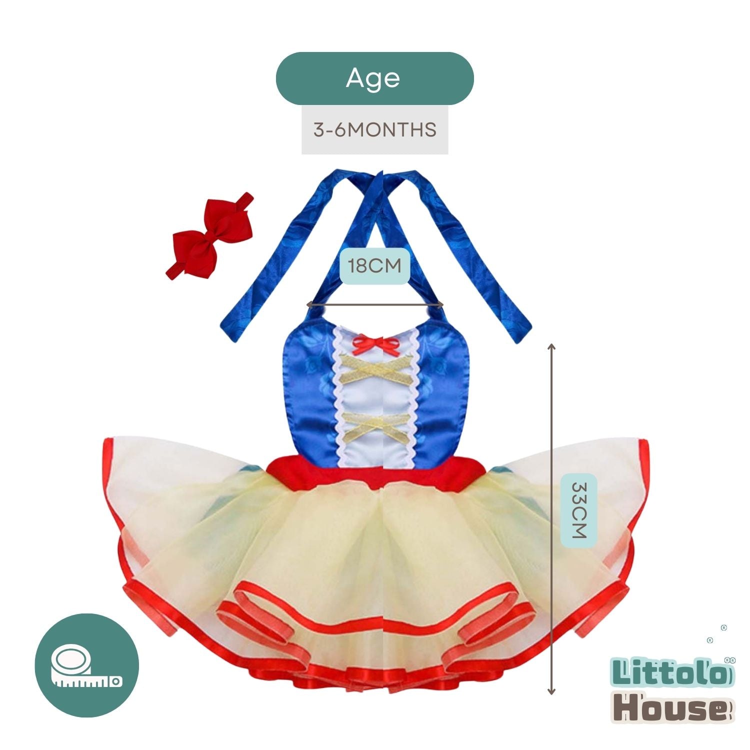 Baby Snow White Apron Style Outfit O185 | 6M | Multicolour