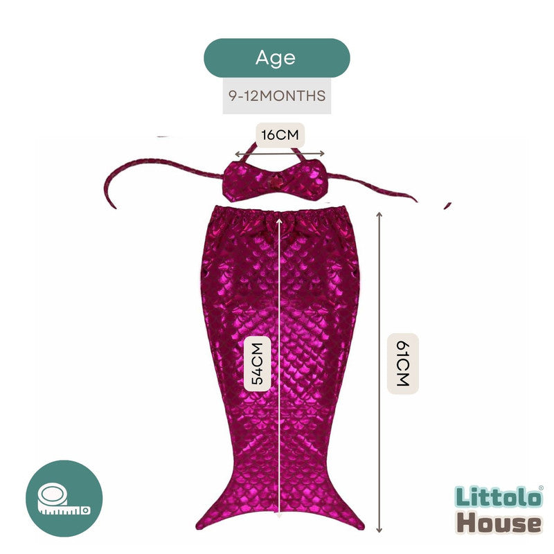 Baby Girl Mermaid Outfit O199 | Dark Pink