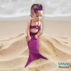 Baby Girl Mermaid Outfit O199 | Dark Pink