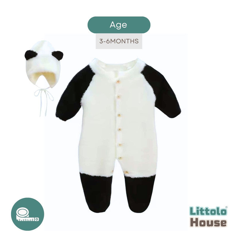 Baby Panda Romper with Hat O202 | Black White