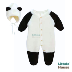 Baby Panda Romper with Hat O202 | Black White