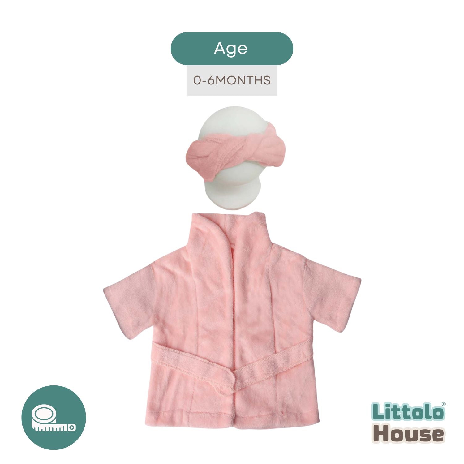 Baby Bathrobe with Hair Towel O205 | 6M | Peach