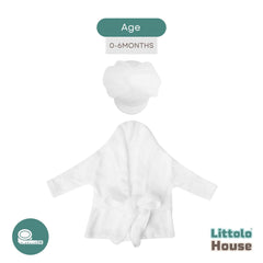 Baby Bathrobe with Hair Towel O205 | 6M | White