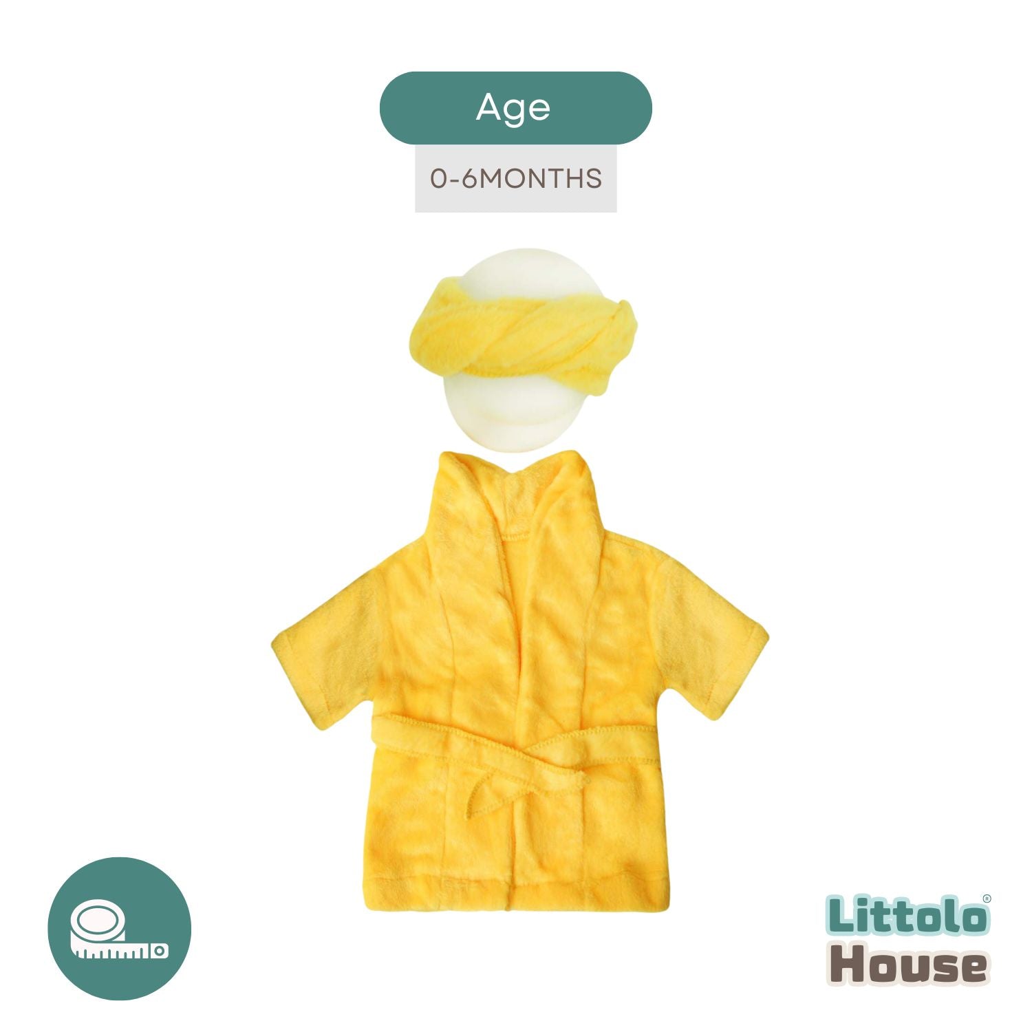 Baby Bathrobe with Hair Towel O205 | 6M | Yellow