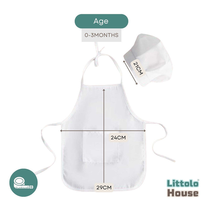 Baby Chef Appron and Hat O206 | White