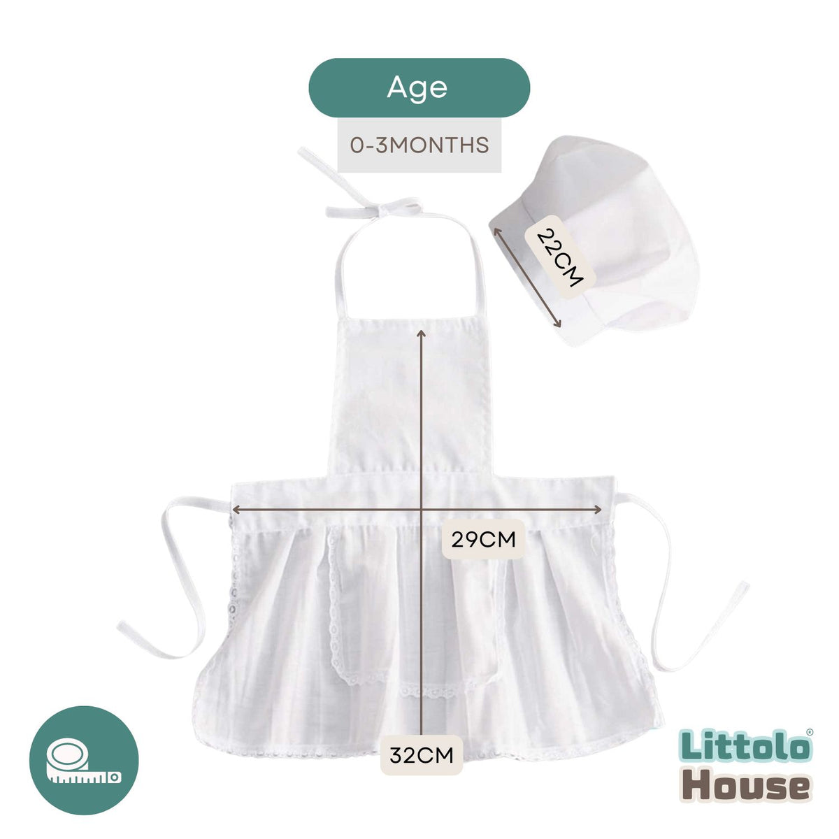 Baby Chef Dress with Chef Cap Outfit SR066 | Set of 2 | White