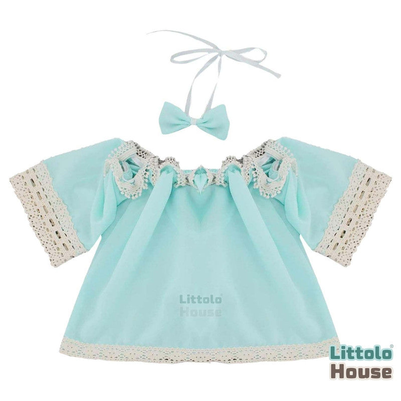 Baby Girl Lace Off-Shoulder Top with Bow Headband O209 | 1Y | Mint