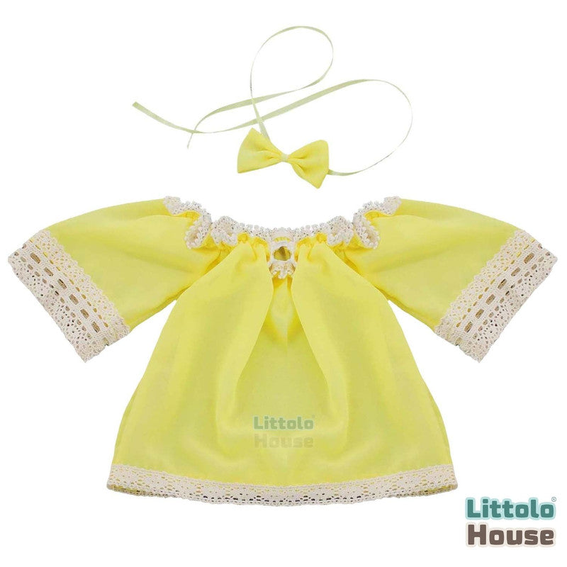 Baby Girl Lace Off-Shoulder Top with Bow Headband O209 | 1Y | Yellow