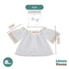 Baby Girl Lace Off-Shoulder Top with Bow Headband O209 | 1Y | Milky White