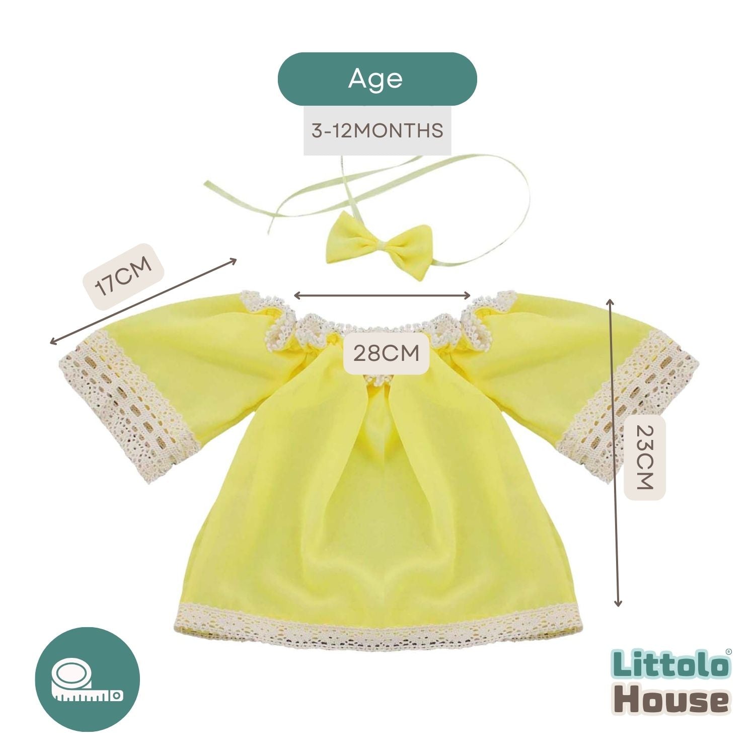 Baby Girl Lace Off-Shoulder Top with Bow Headband O209 | 1Y | Yellow