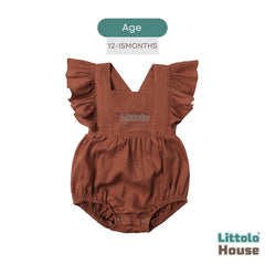 Baby Girl Stylish Frill Romper Outfit O212 | Brick Brown