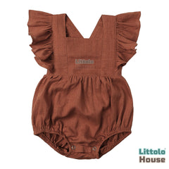 Baby Girl Stylish Frill Romper Outfit O212 | Brick Brown