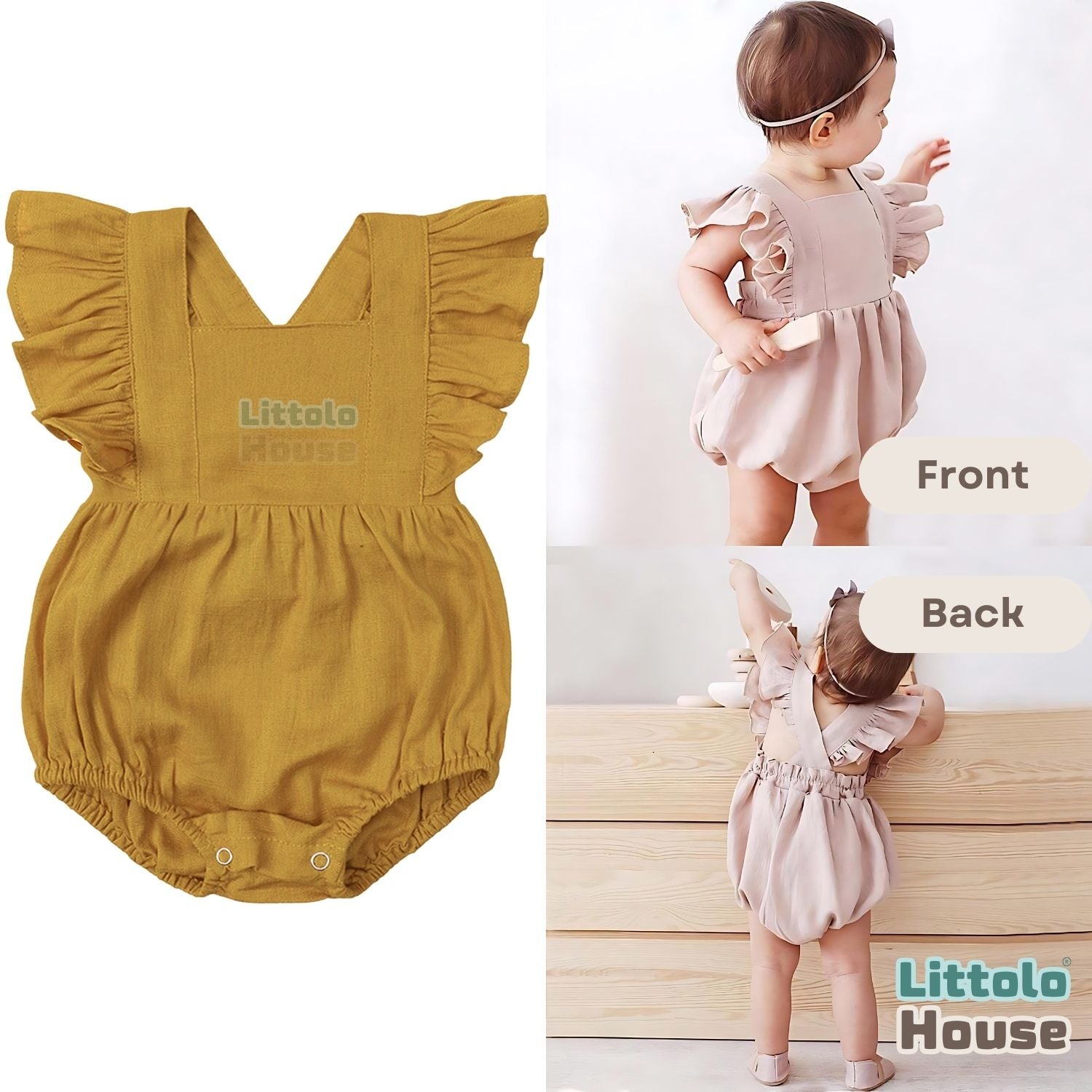 Baby Girl Stylish Frill Romper Outfit O212 | Turmeric