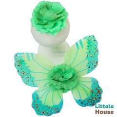 Baby Girl Butterfly Wings with Flower Headband O219 | NB | Green