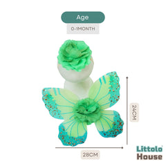 Baby Girl Butterfly Wings with Flower Headband O219 | NB | Green