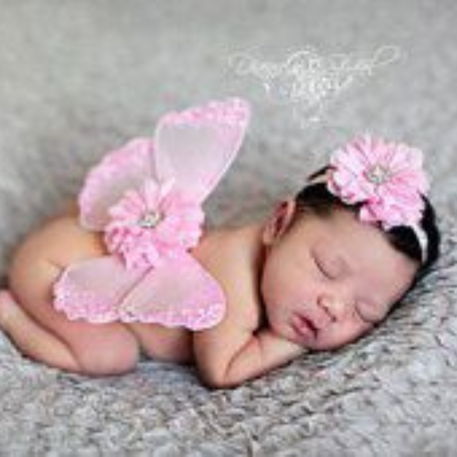 Baby Girl Butterfly Wings with Flower Headband O219 | NB | Pink