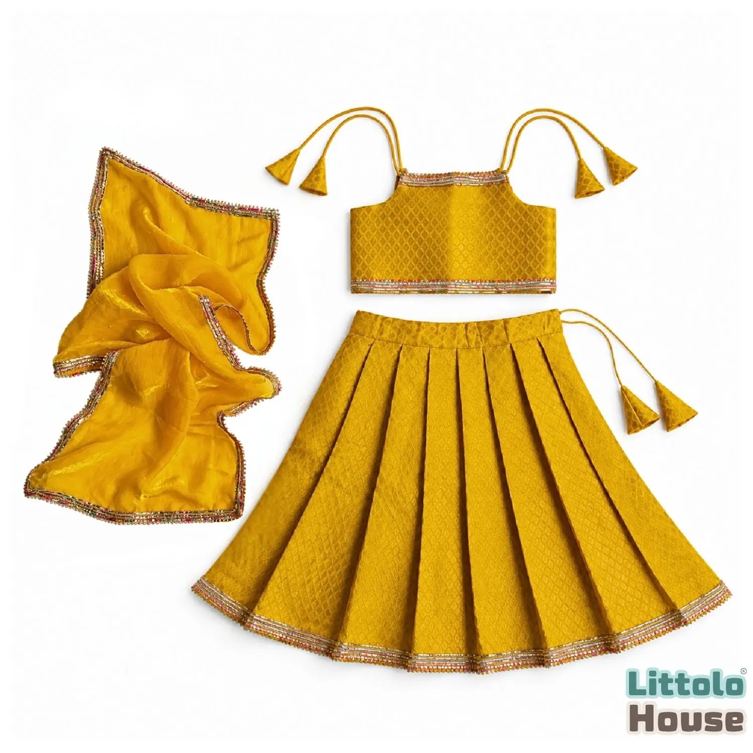 Baby Girl Traditional Lehenga Choli with Dupatta Outfit O221 | 1-2Y | Mustard Yellow