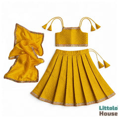 Baby Girl Traditional Lehenga Choli with Dupatta Outfit O221 | 1-2Y | Mustard Yellow