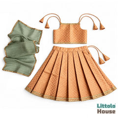Baby Girl Traditional Lehenga Choli with Dupatta Outfit O221 | 1-2Y | Pastel Orange