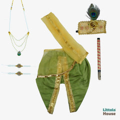 Premium Krishna Janmashtami Costume with Accessories O223 | 1Y | Leaf Green