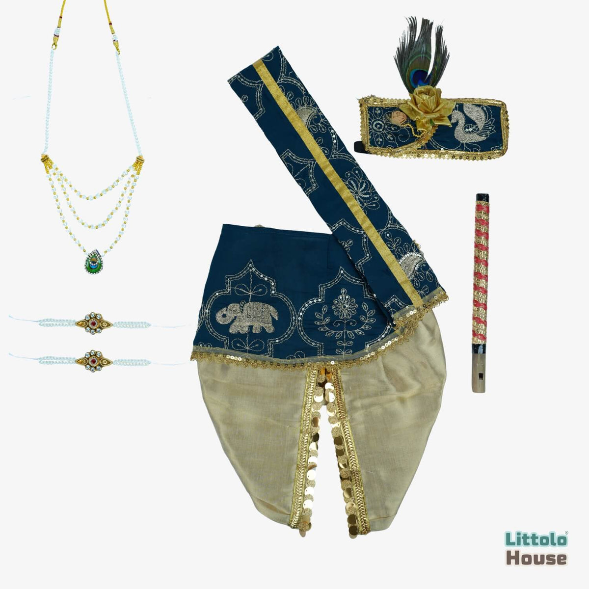 Premium Krishna Janmashtami Costume with Accessories O223 | 1Y | Royal Blue