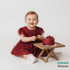 Baby Girl Sequin Ruffle Lace Romper O229 | 1Y | Cherry