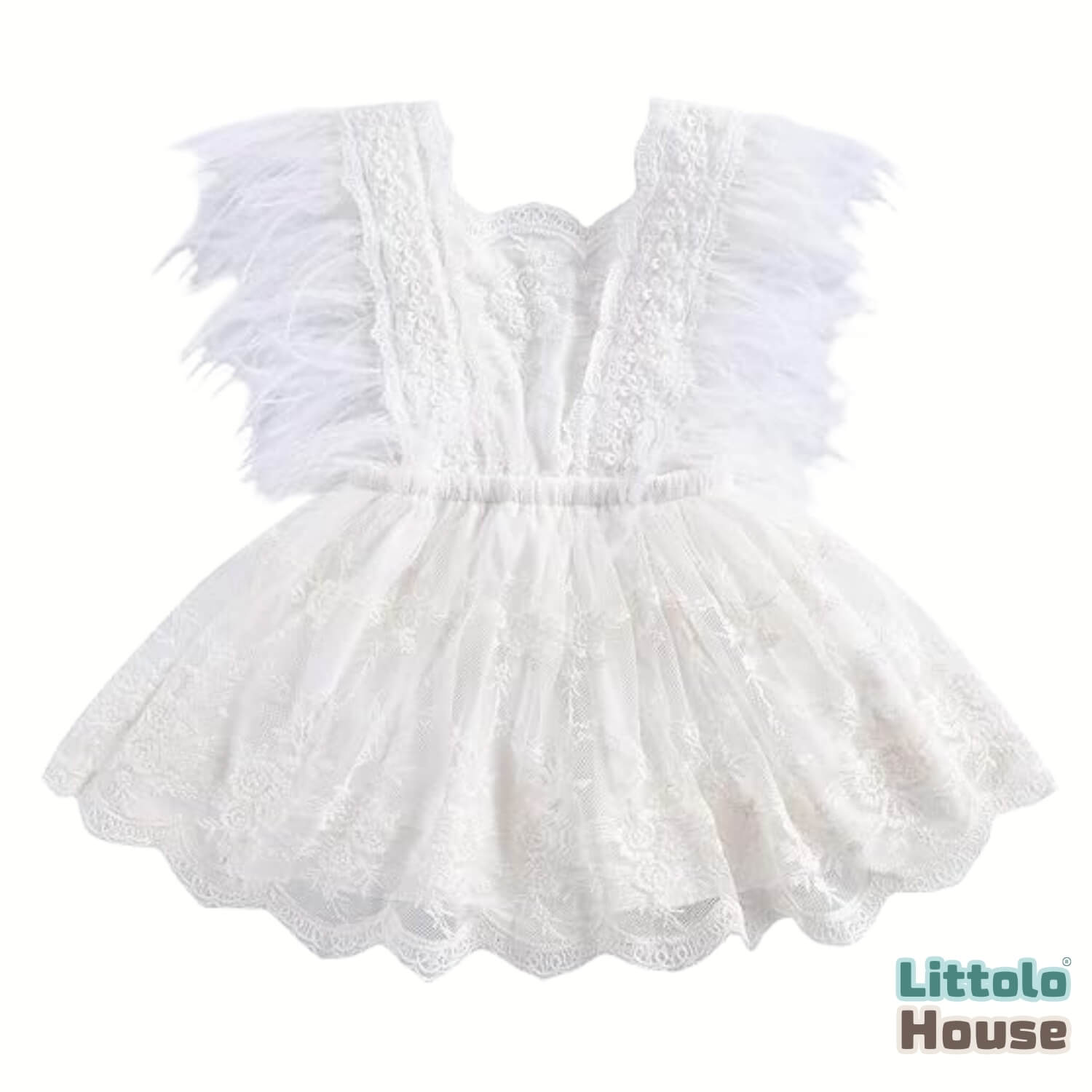 Baby Girl Sequin Ruffle Lace Romper O229 | 1Y | White